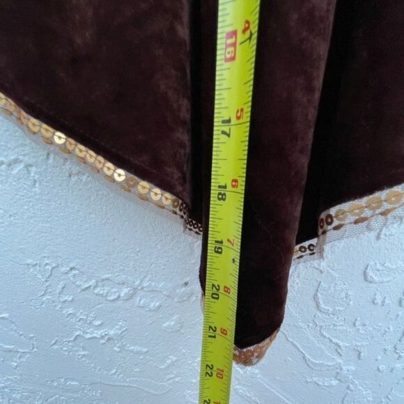 Express Womens Asymmetrical Gold Sequin Sleeveless Top Velvet Brown Sz XS - Picture 10 of 11